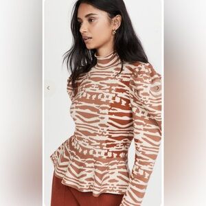 Ulla Johnson Valentina Rose Quartz Peplum Pullover Sweater S Small